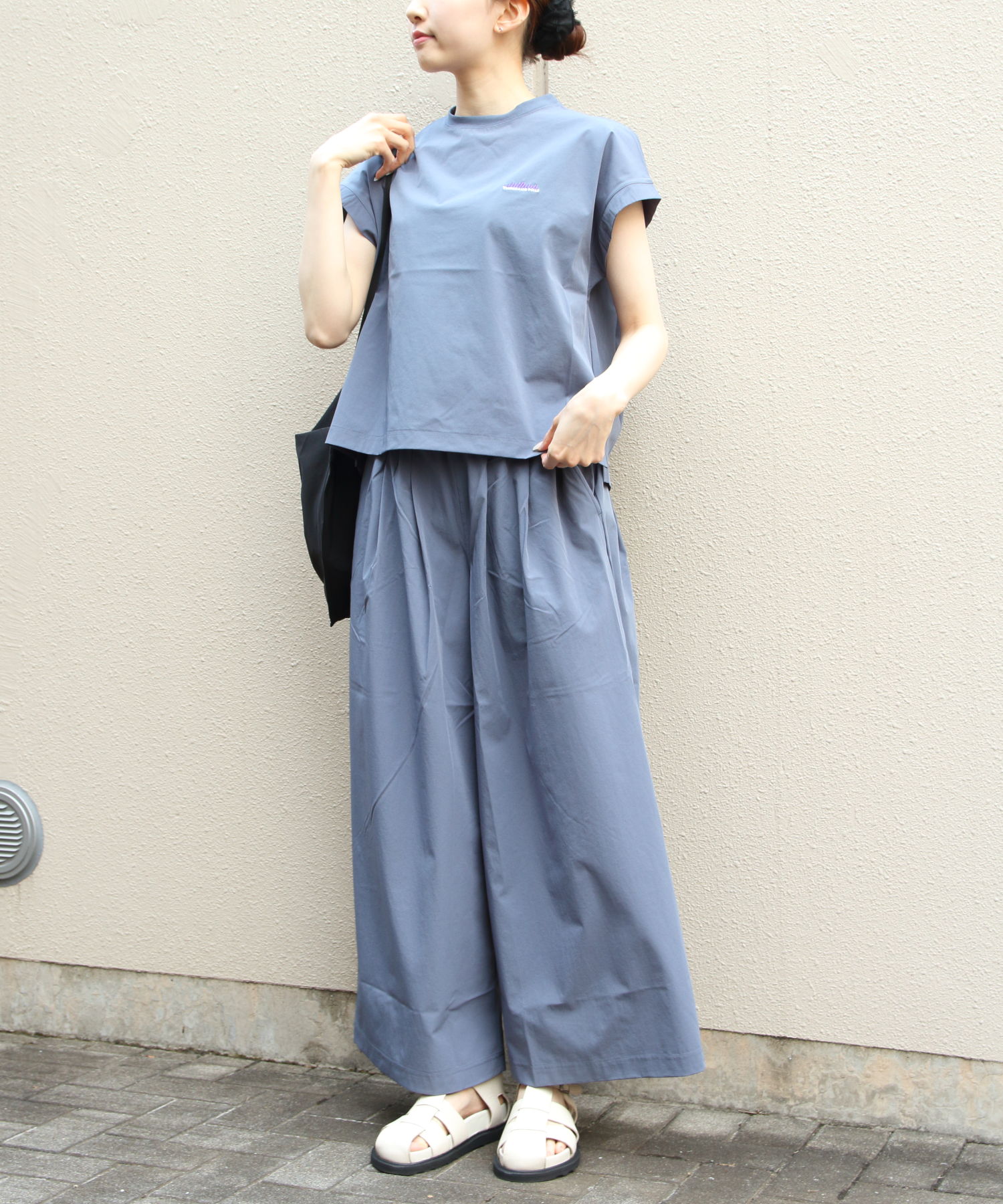 THOUSAND MILE/サウザンドマイル　フレンチスリーブシャツ＆ワイドパンツ セットアップ+バッグ（3点セット）　FRENCH SLEEVE SHIRT&WIDE PANTS SET